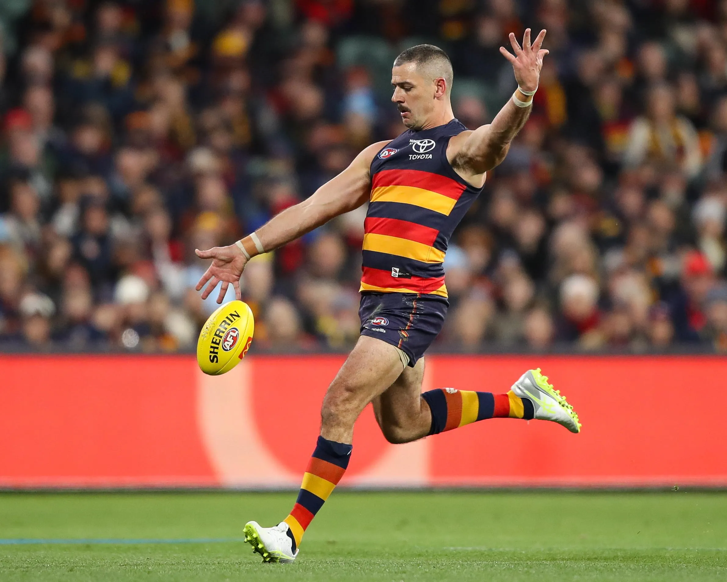 Walker in typical goal-kicking pose.