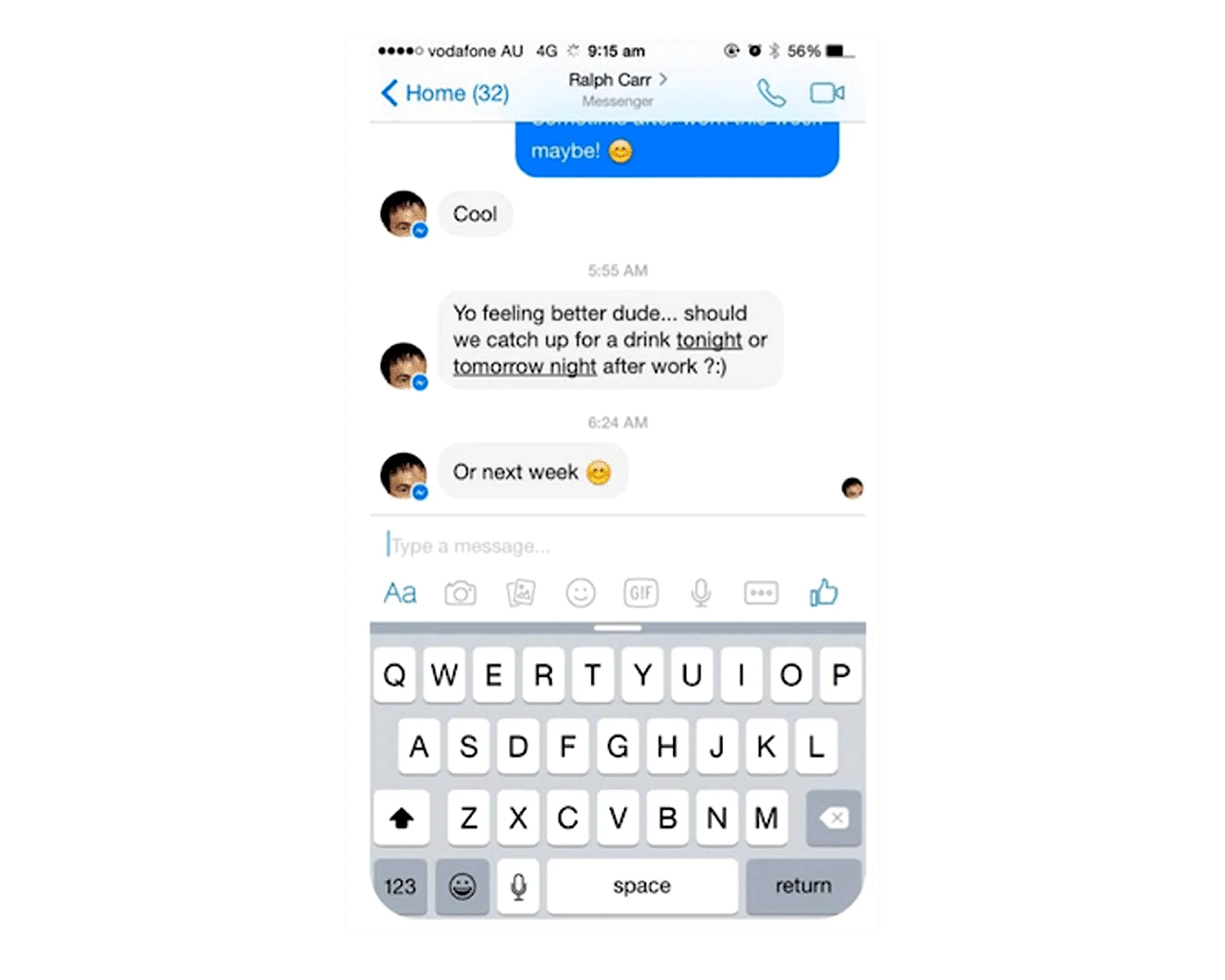 original text message sent to first worker