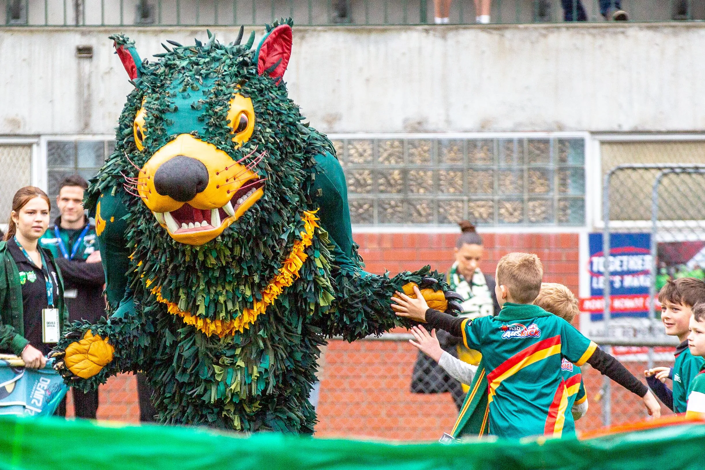 The Tasmania Devils mascot during a VFL match earlier this month.