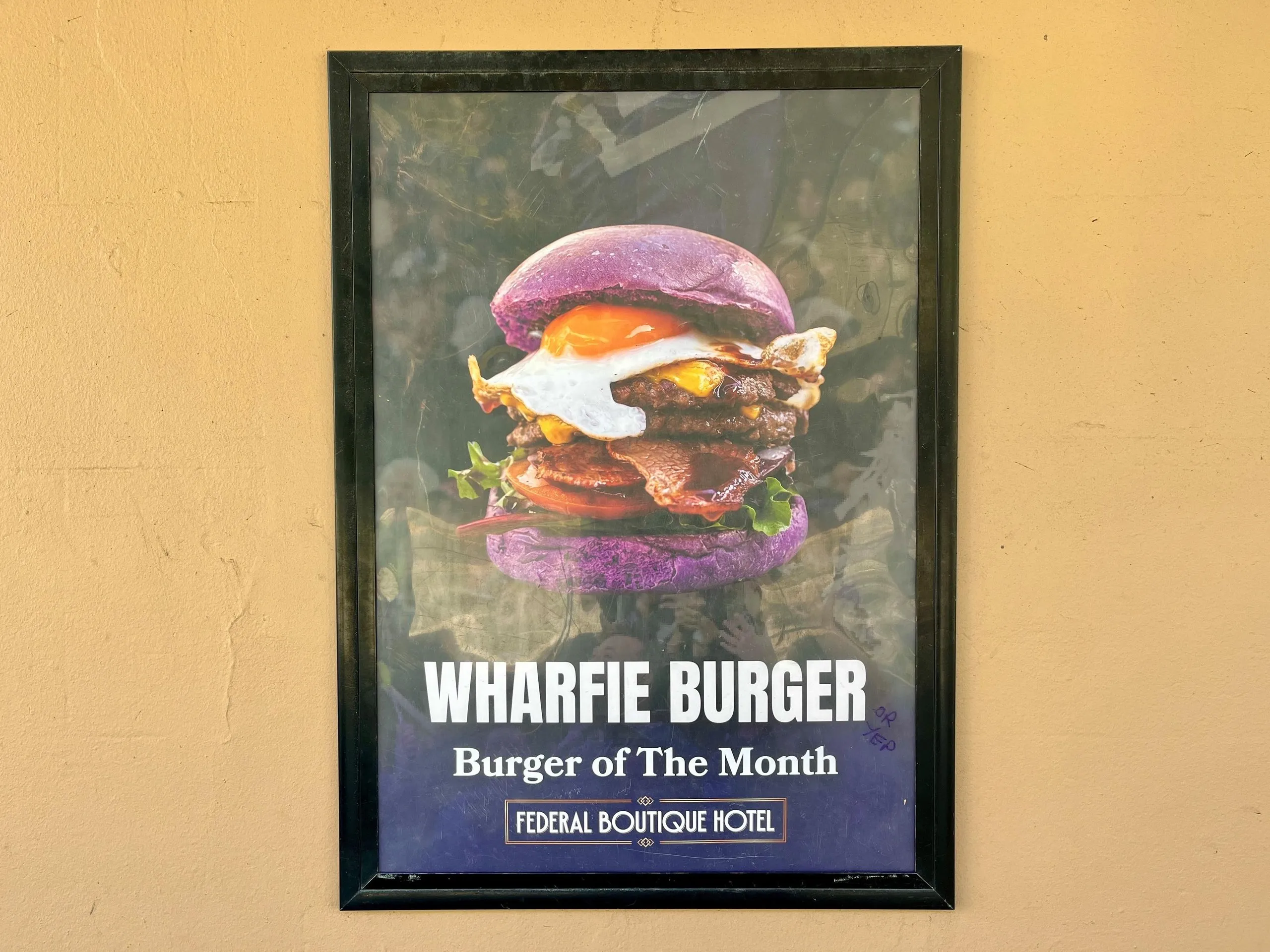 Purple Wharfie burgers are available at the Federal Hotel in Fremantle.