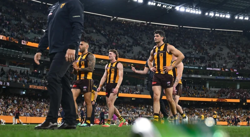 Hawks coach wanted to ‘scream with rage’ after epic AFL final, as fans criticised for throwing bottles